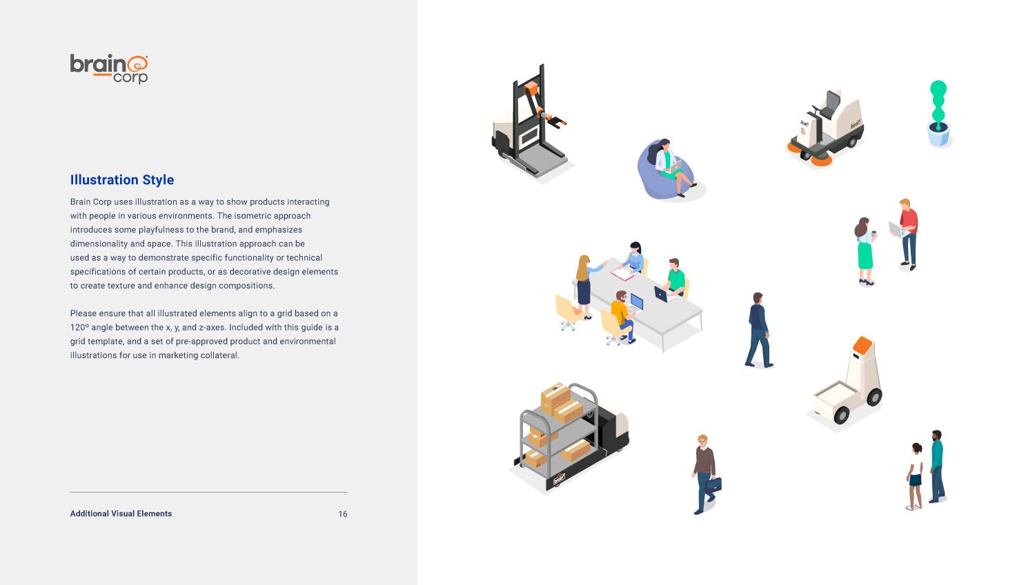 Brain Corp brand guide brand illustrations page